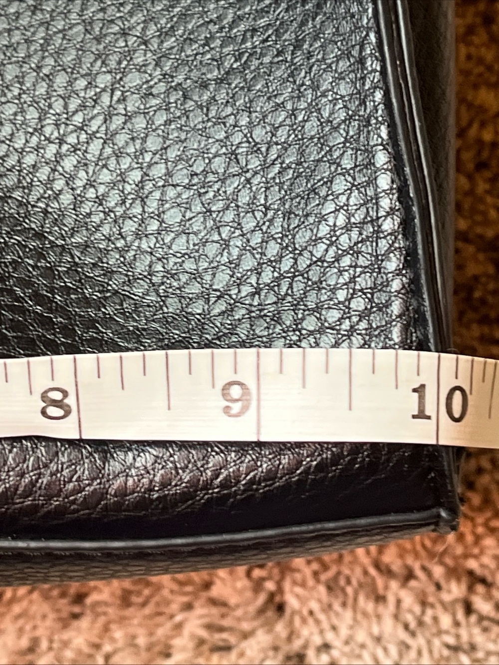 Anne Klein Black Pebbled Leather Shoulder Tote with Gold Accents - Picture 5 of 7